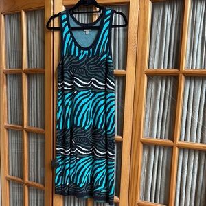 Banana Republic Teal and Black Zebra Pattern Midi Dress